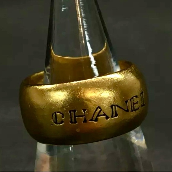 CHANEL Jewelry - CHANEL Logo Gold Tone Ring Sz 51 cm / 20.1 inches